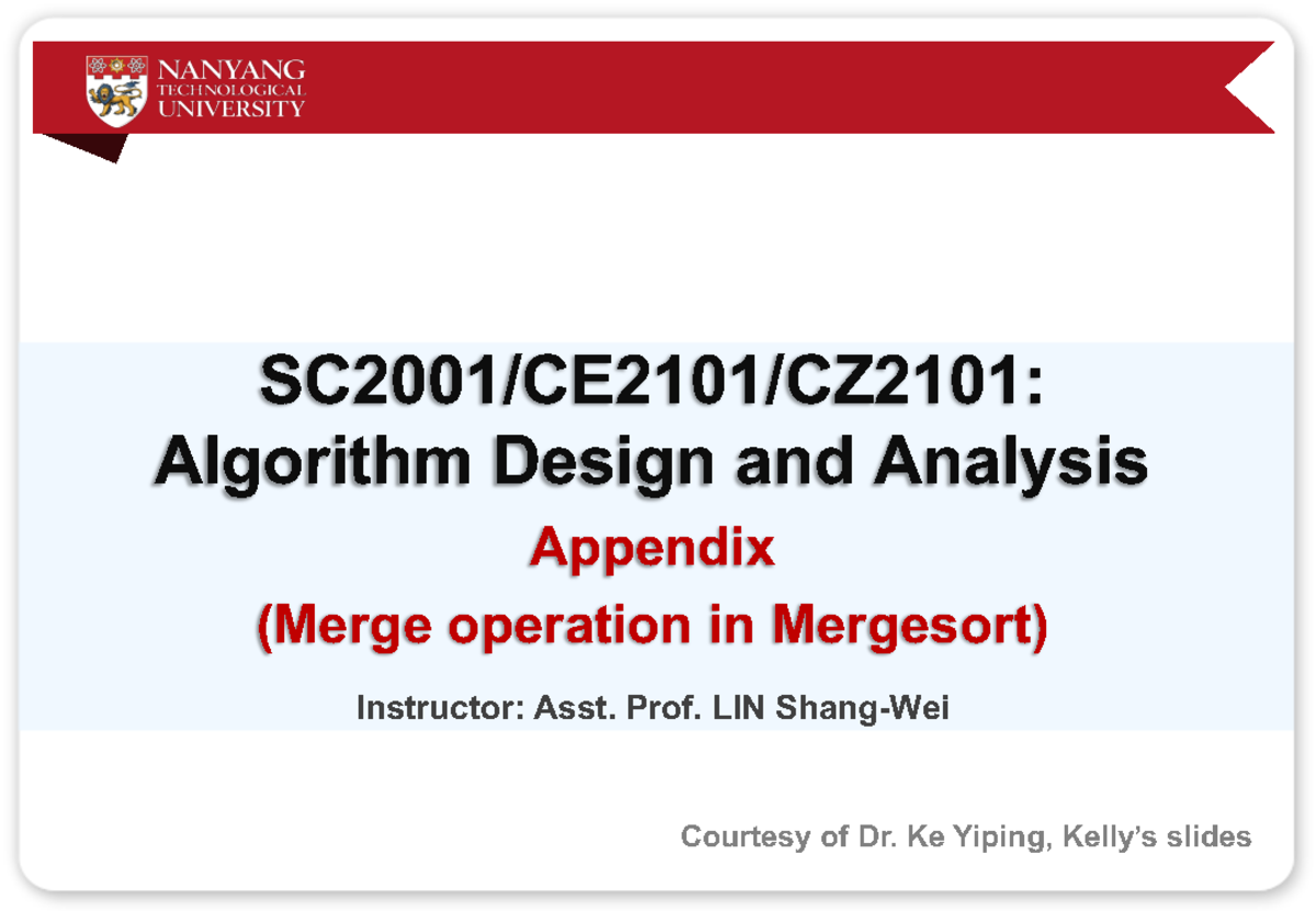 Lec-3.1 Mergesort (Appendix) - Appendix (Merge operation in Mergesort ...