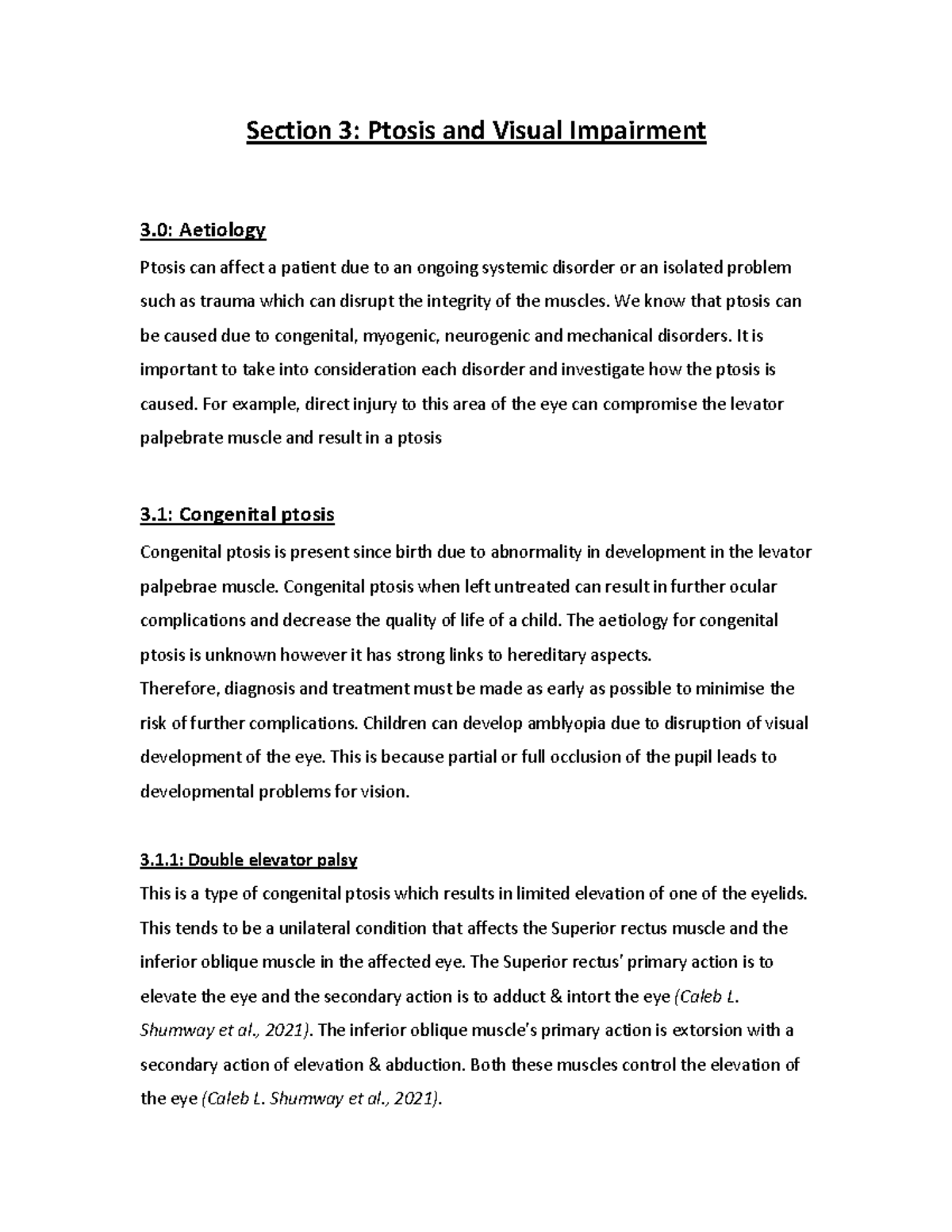 Section 3 n/a Section 3 Ptosis and Visual Impairment 3 Aetiology
