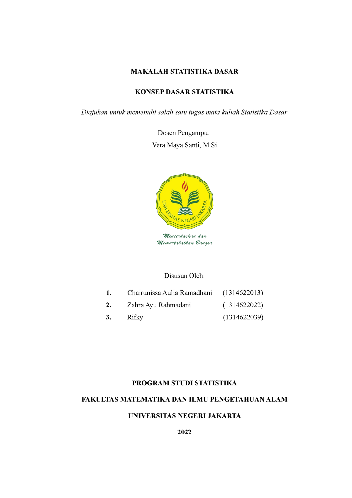 Konsep Dasar Statistika - MAKALAH STATISTIKA DASAR KONSEP DASAR ...