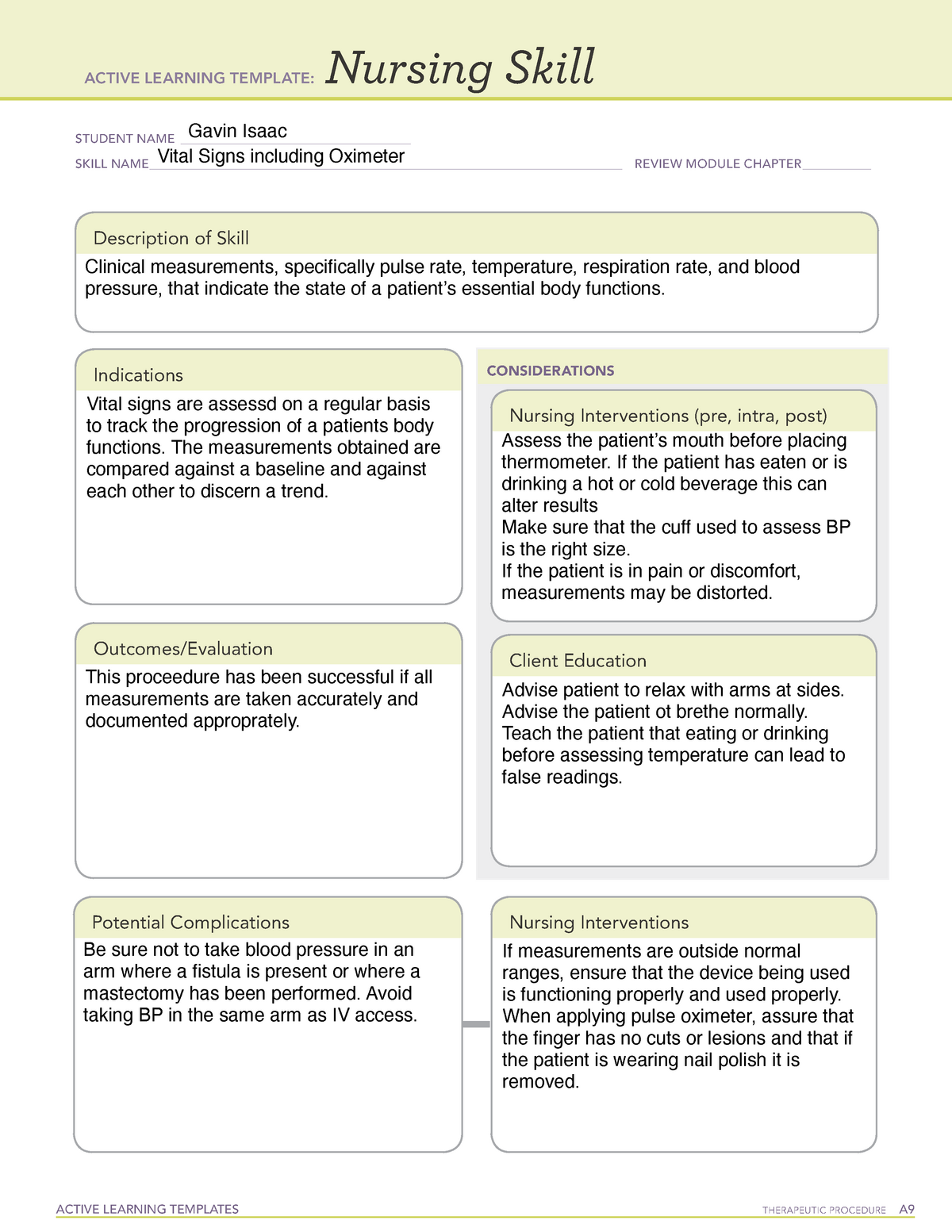 Active Learning Template Nursing Skill