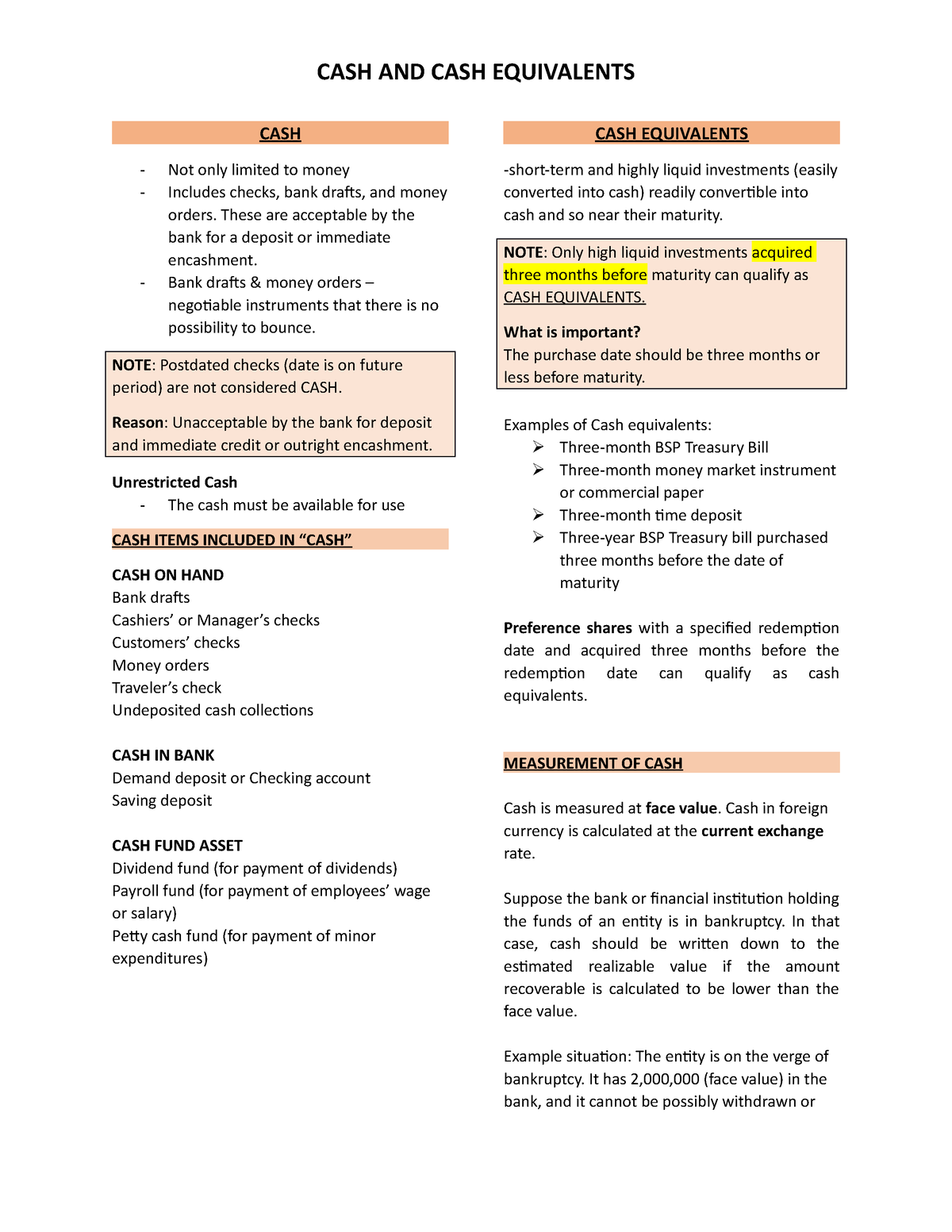 Cash And Cash Equivalents - CASH AND CASH EQUIVALENTS CASH Not Only ...