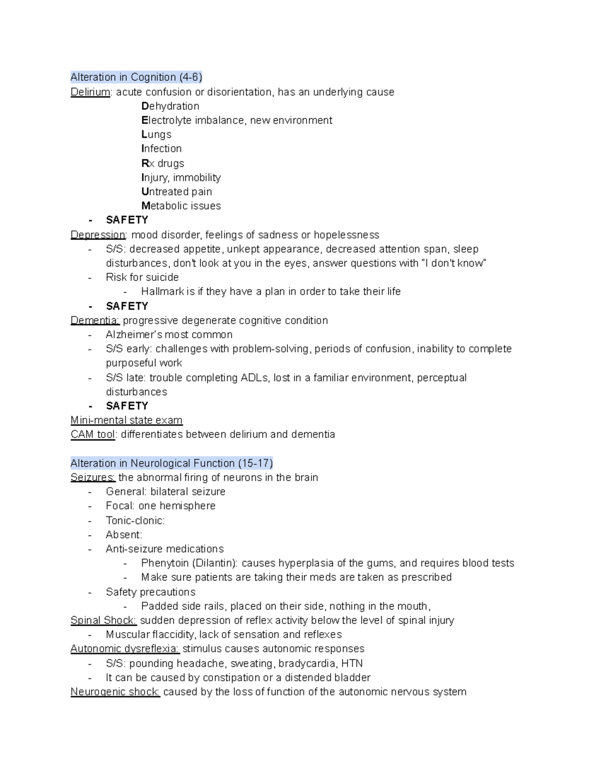 Med Surg Test Map #3 - Med Surg Study Guide Exam 3 - Alteration In ...