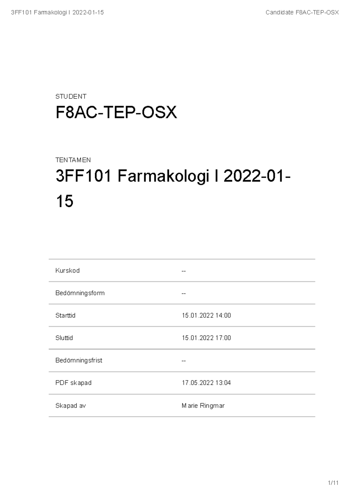 HT 21 ordinarie F8AC-TEP-OSX 22011 5 (VG) 11s - Uppsala Universitet ...