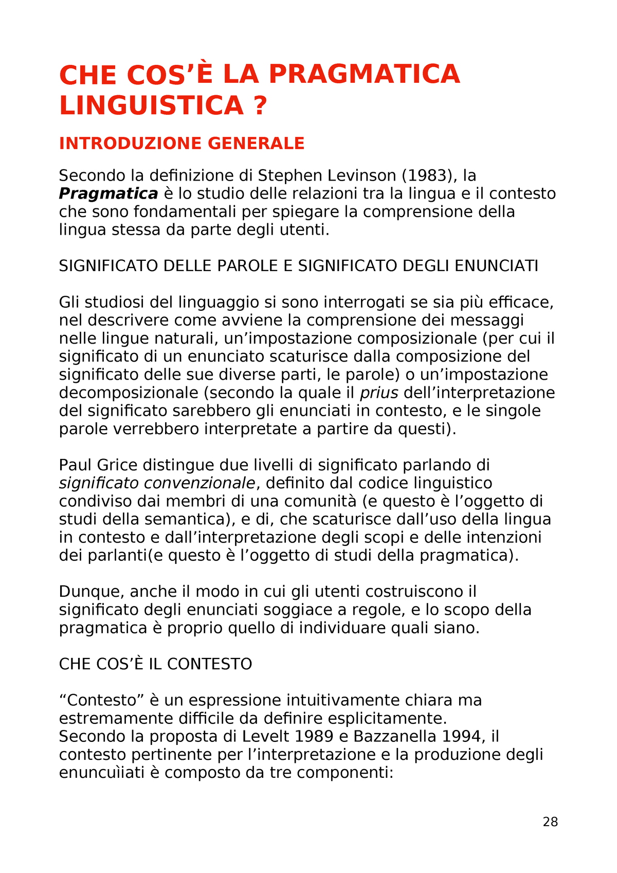 Significato Pragmatico Linguistica