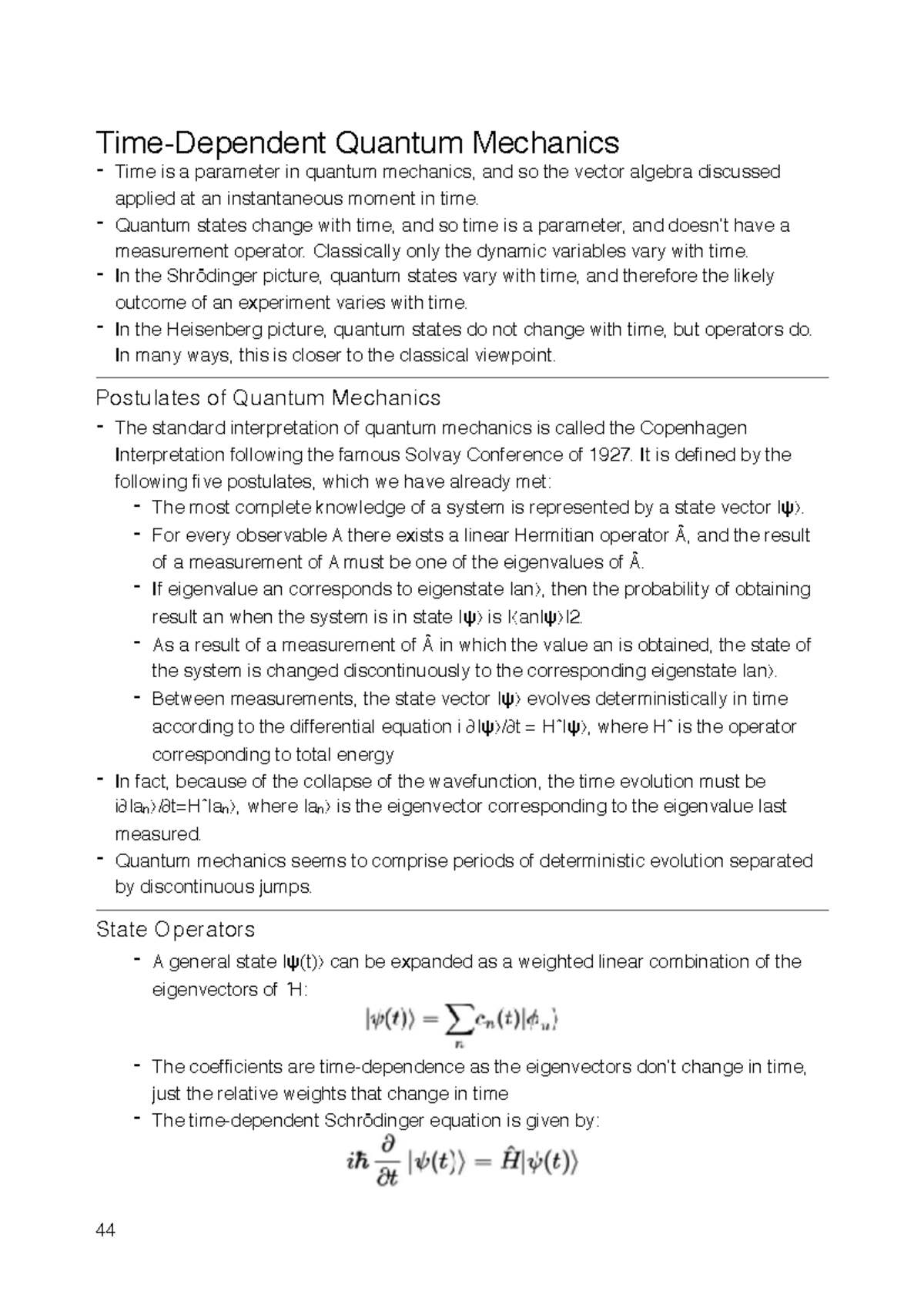 1B Natural Sciences Physics A Quantum Physics Part 6 Time