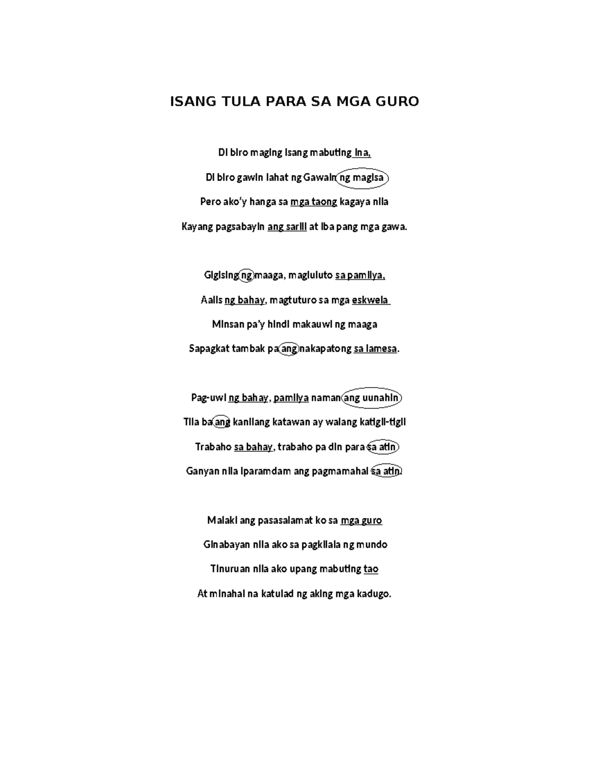 Isang TULA PARA SA MGA GURO - ISANG TULA PARA SA MGA GURO Di biro ...