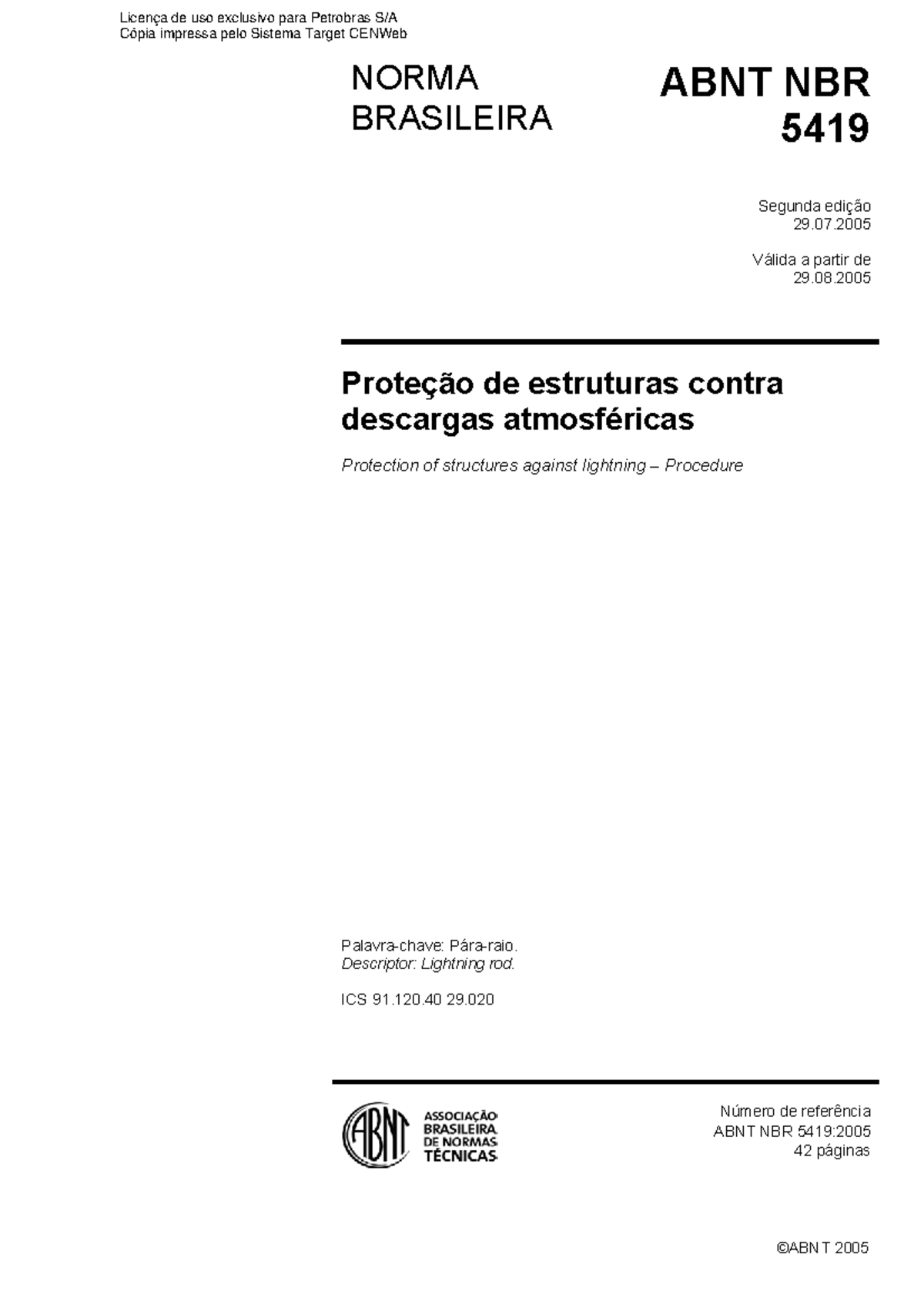 ABNT - NBR - 5419 Spda 2005 - ####### ©ABNT 2005 NORMA BRASILEIRA ABNT ...