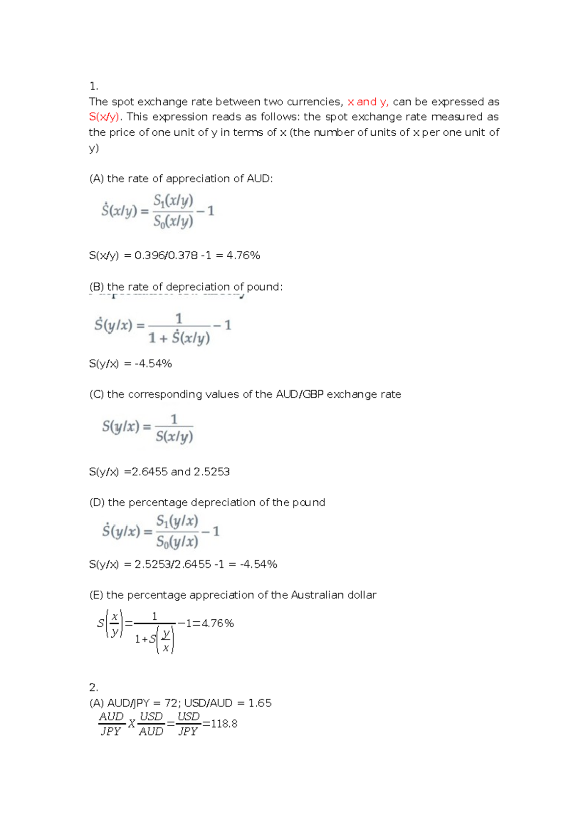 Week 3 - Lecture notes 3 - 1. The spot exchange rate between two ...