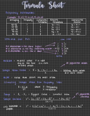 Formula Sheet Stats 2B03 Mcmaster University - )RUPXOD 6KHHW 3DJH 0HDQ ...