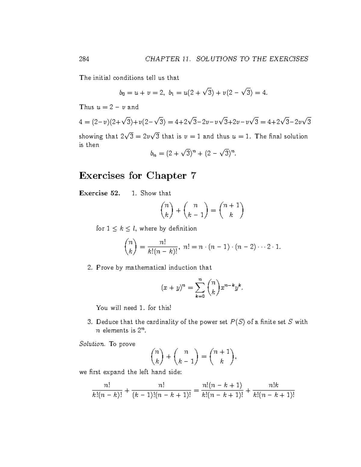 Sol HW 7 - MH1812 - 284 CHAPTER 11. SOLUTIONS TO THE EXERCISES The ...