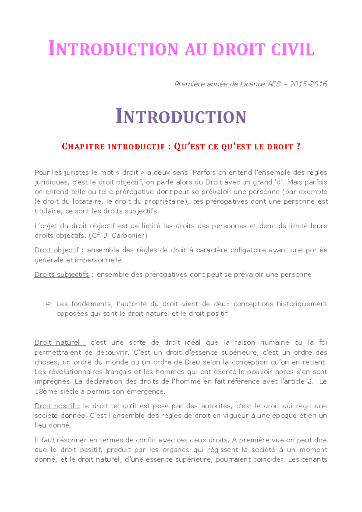 Droit Civil Partie 1 - INTRODUCTION AU DROIT CIVIL Première Année De ...