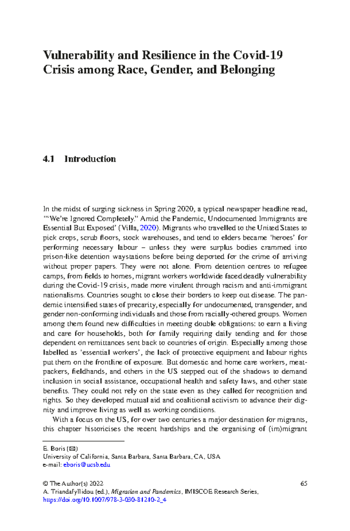 Vulnerability and Resilience in the Covid- 19 Crisis among Race, Gender ...