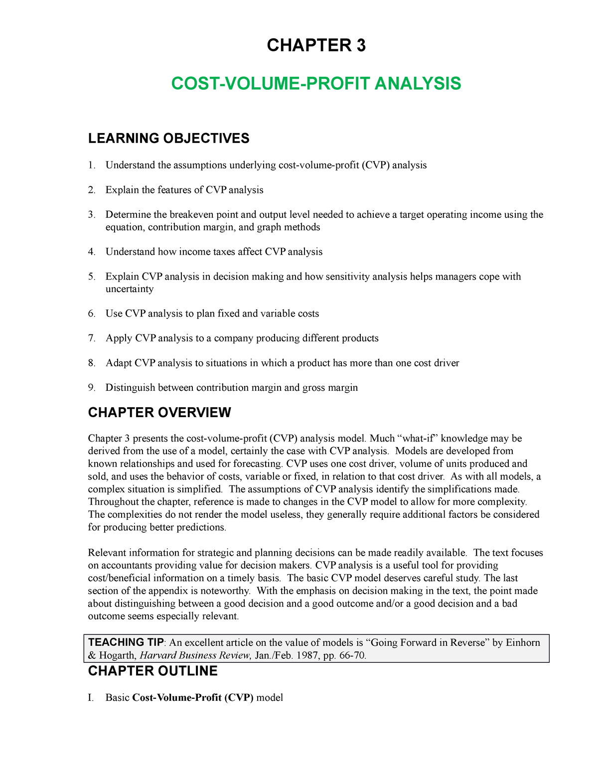 Ch03 Cost Volume Profit Analysis - CHAPTER 3 COST-VOLUME-PROFIT ...