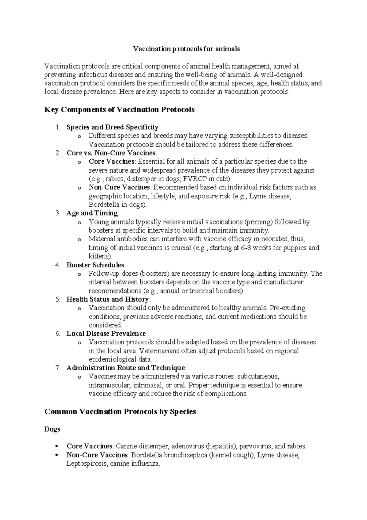 Vaccination Protocols - A well-designed vaccination protocol considers ...