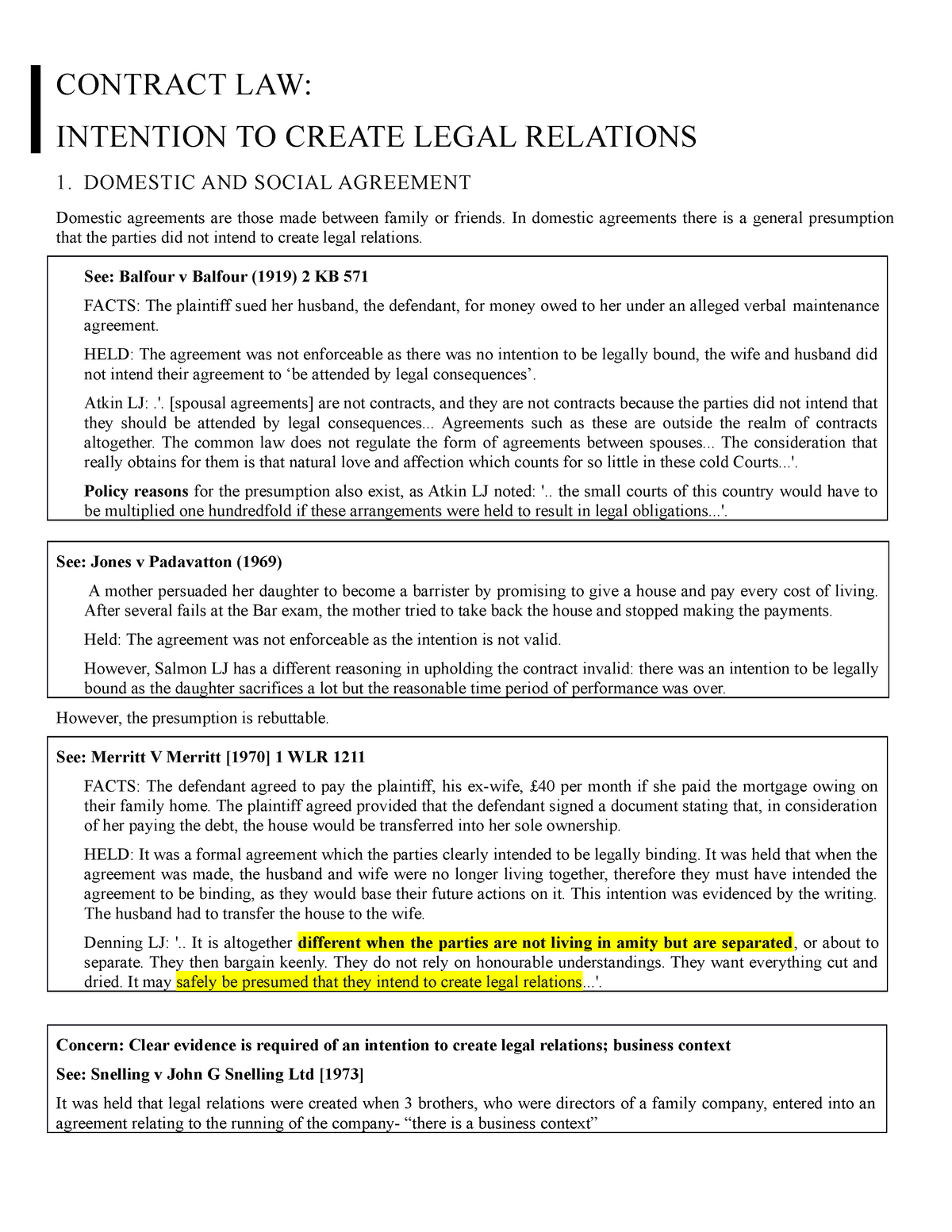 Contract Law Notes Llb260 Contract Law Murdoch Thinkswap