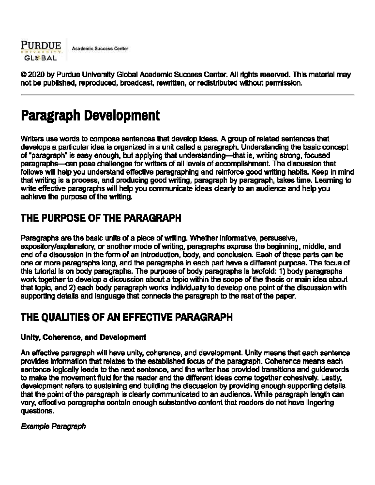 Paragraph Development - CM107 - Studocu