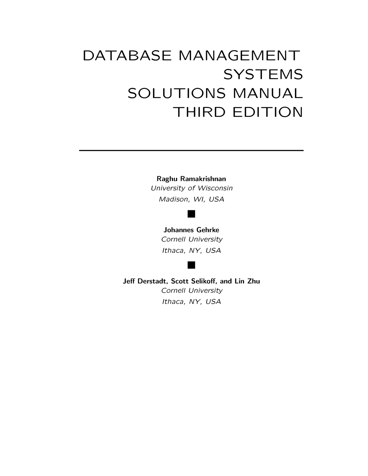 Dbms Solutions Manual - DATABASE MANAGEMENT SYSTEMS SOLUTIONS MANUAL ...