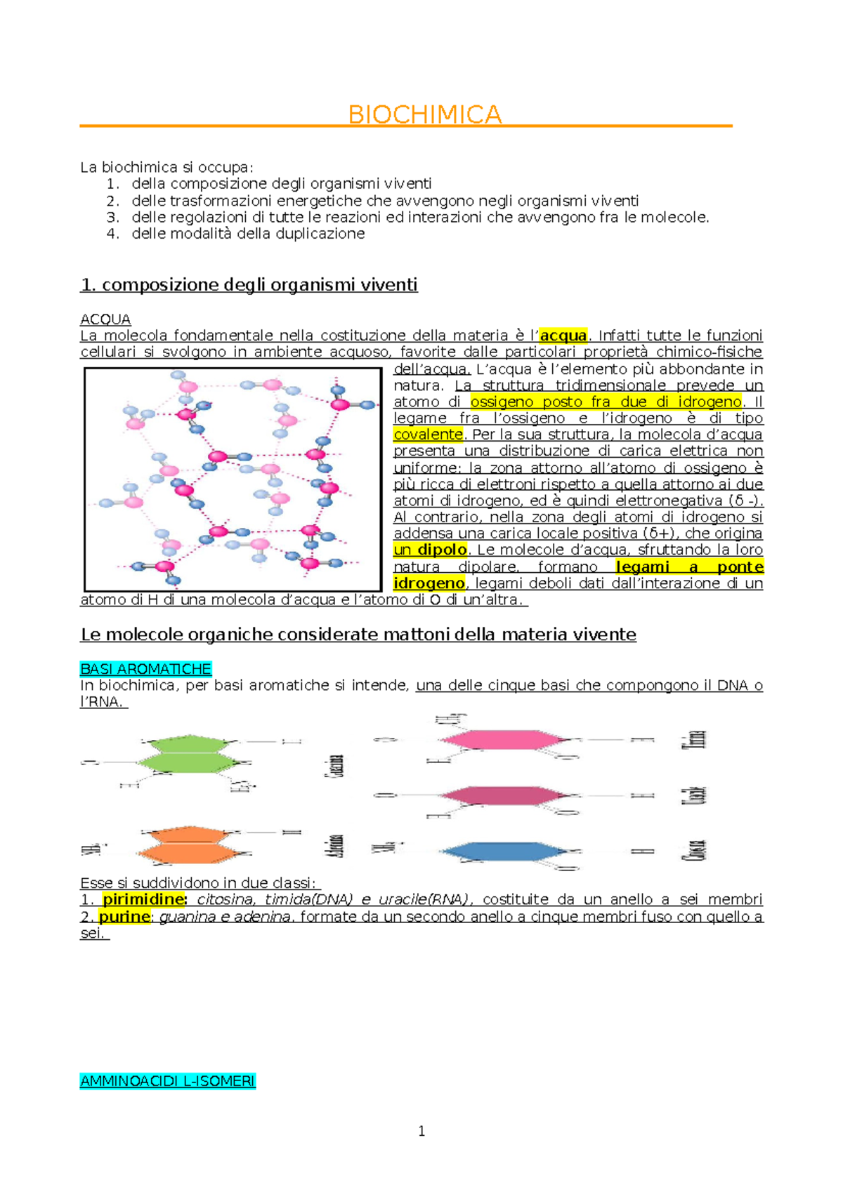 Dispensa Biochimica - BIOCHIMICA La Biochimica Si Occupa: 1. Della ...