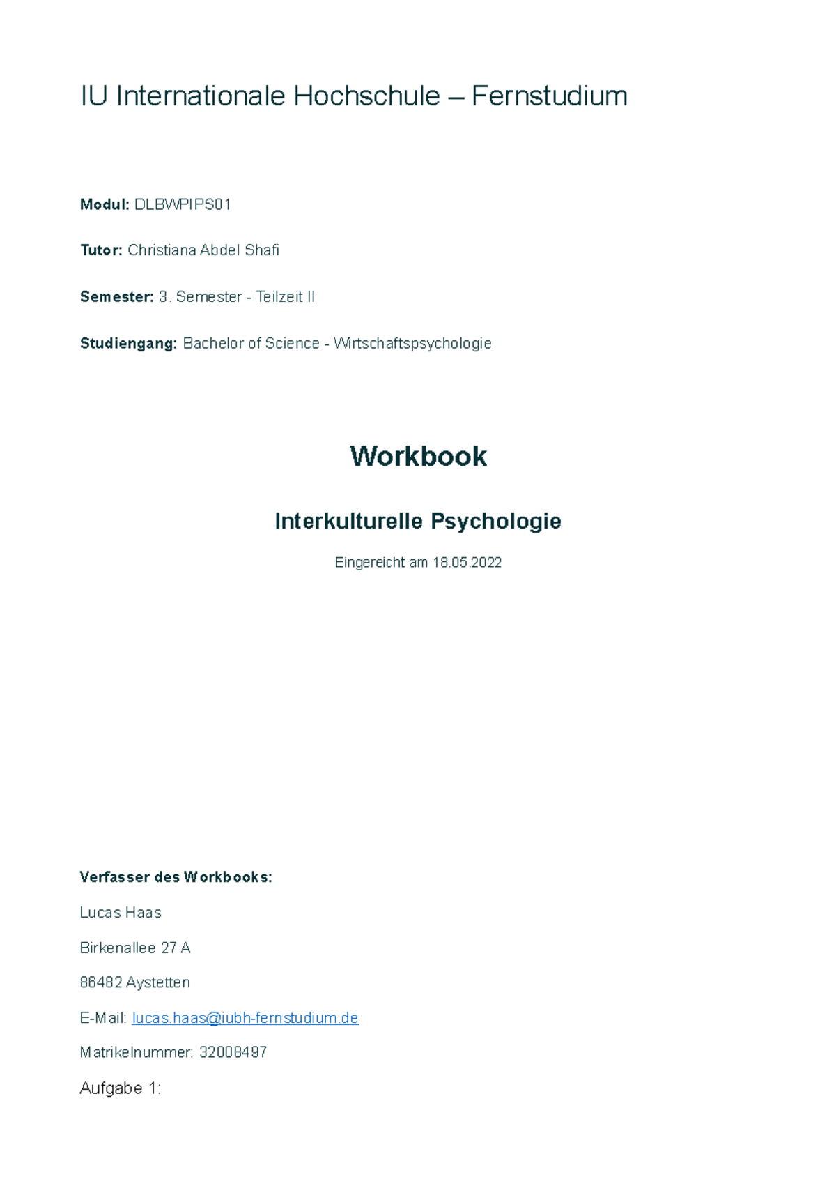 Workbook Kopie I - IU Internationale Hochschule – Fernstudium Modul ...