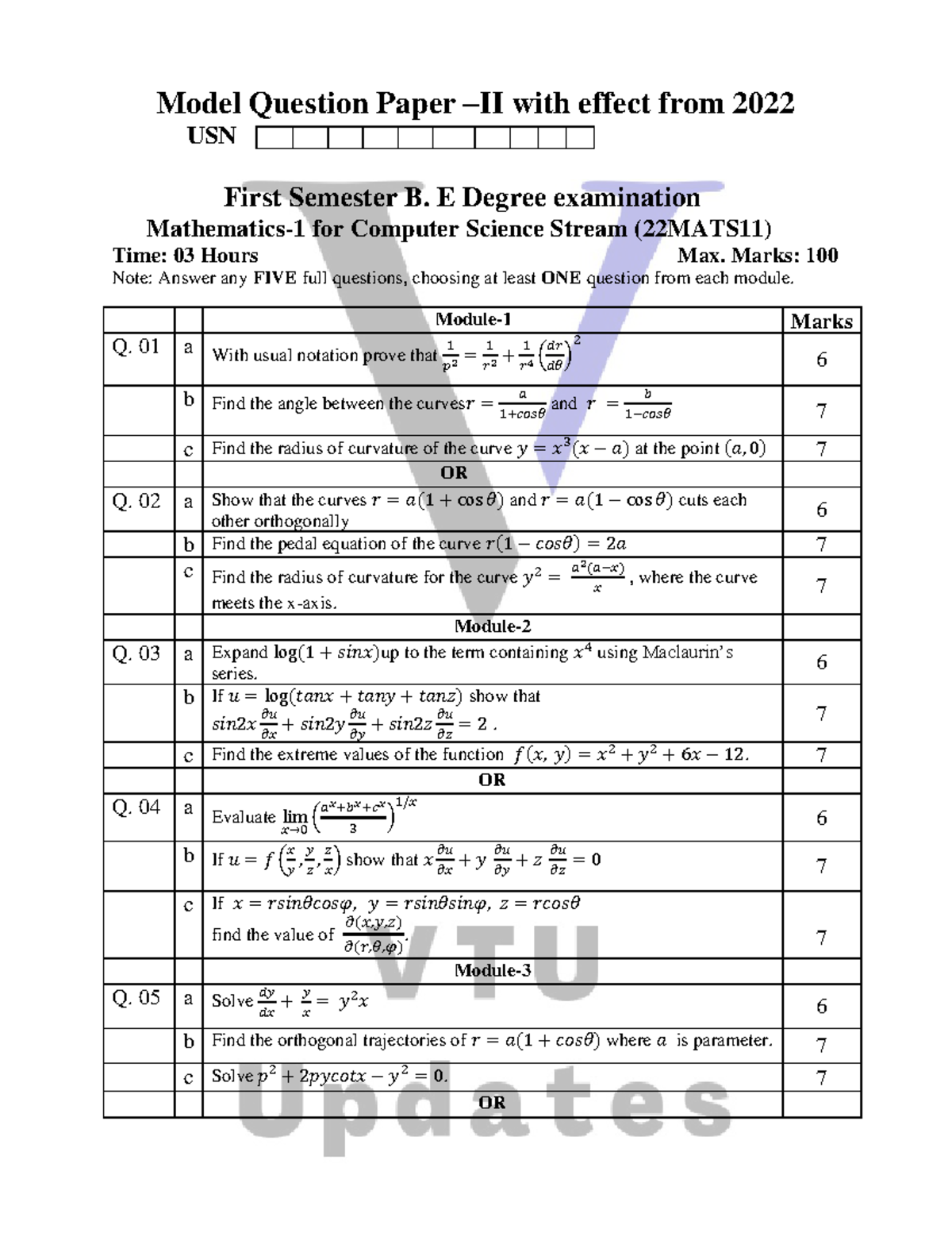 Maths module 2 - ................. - Model Question Paper – II with ...