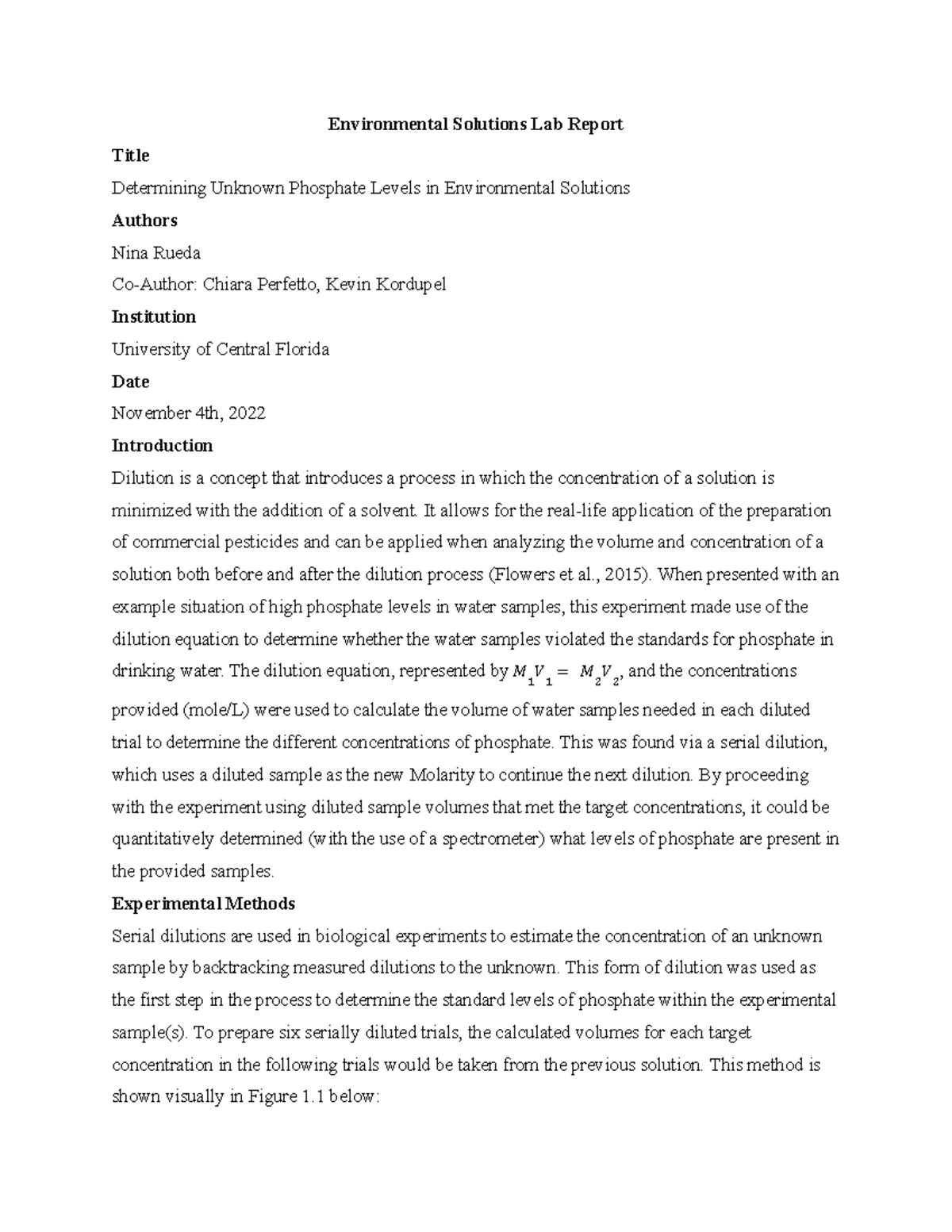 Environmental Solutions Lab Report - Environmental Solutions Lab Report ...