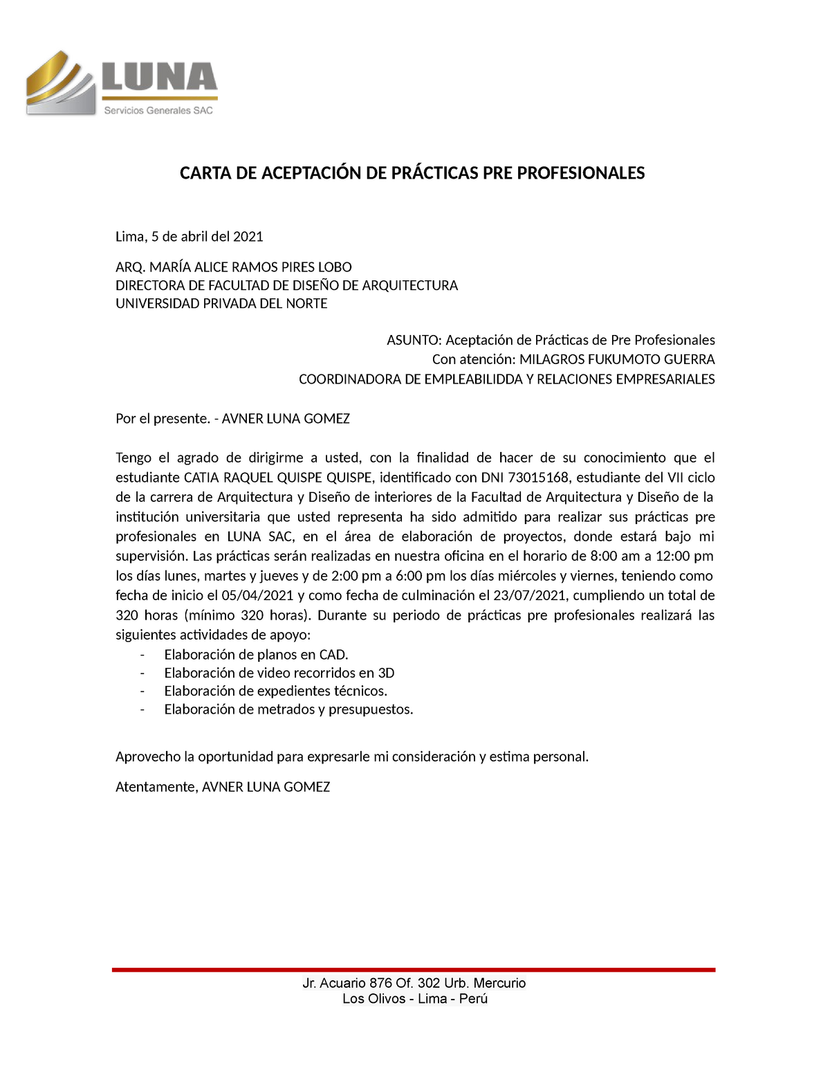 Modelo De Carta De Aceptacion De Practicas Pre Profesionales En Word The Best Porn Website