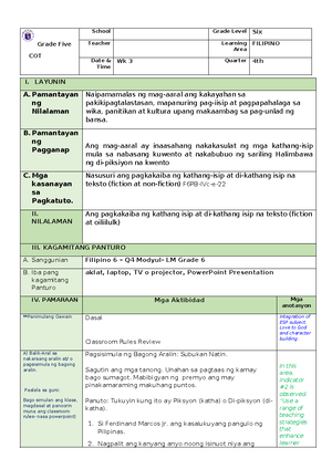 Filipino Summative - Republic of the Philippines Department of ...