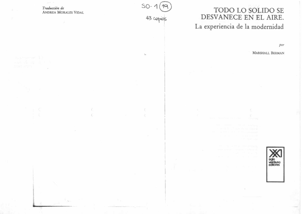 Todo lo solido se desvanece en el aire- Berman- Optativo - Historia del