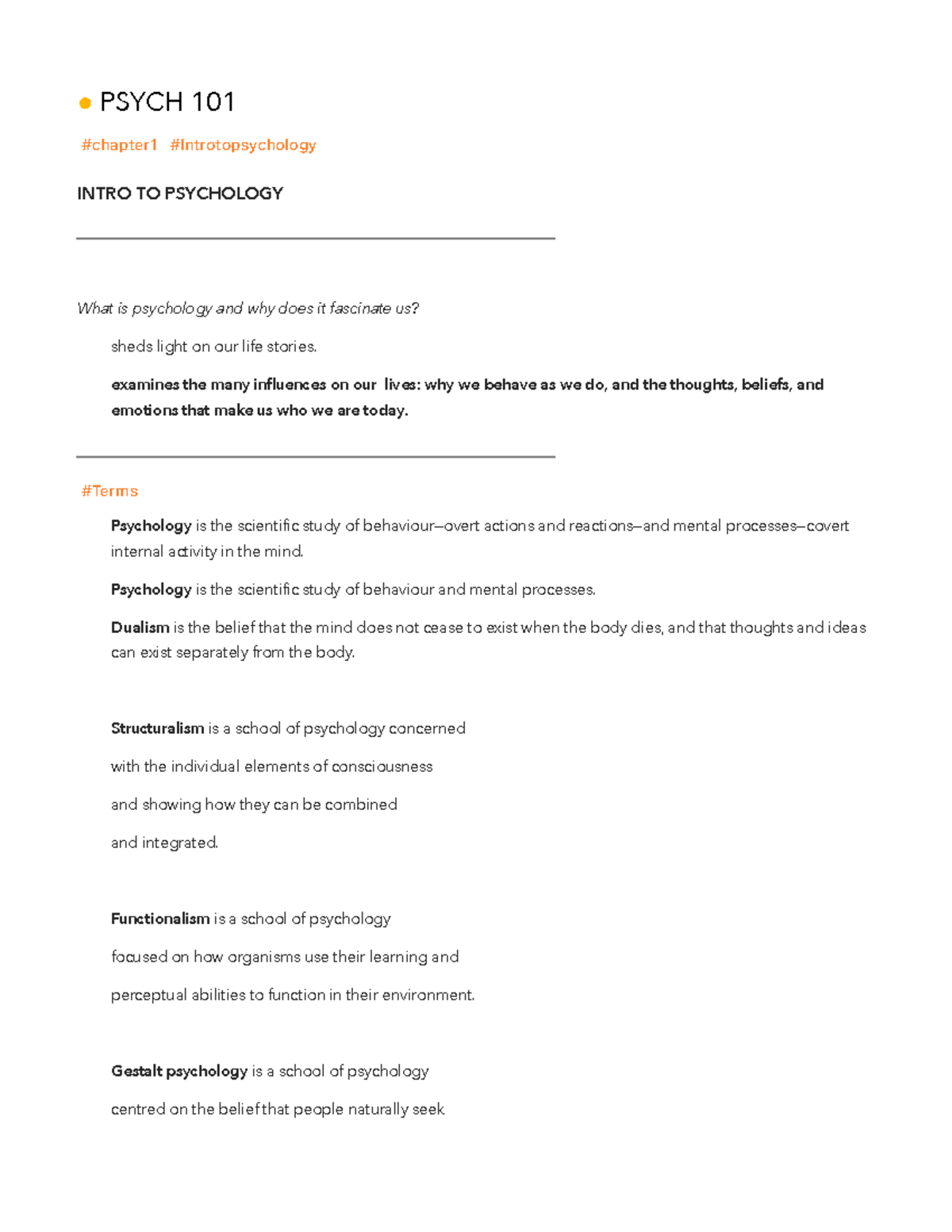 Exam 1 notes part 1 - PSYCH 101 #chapter1 #Introtopsychology INTRO TO ...