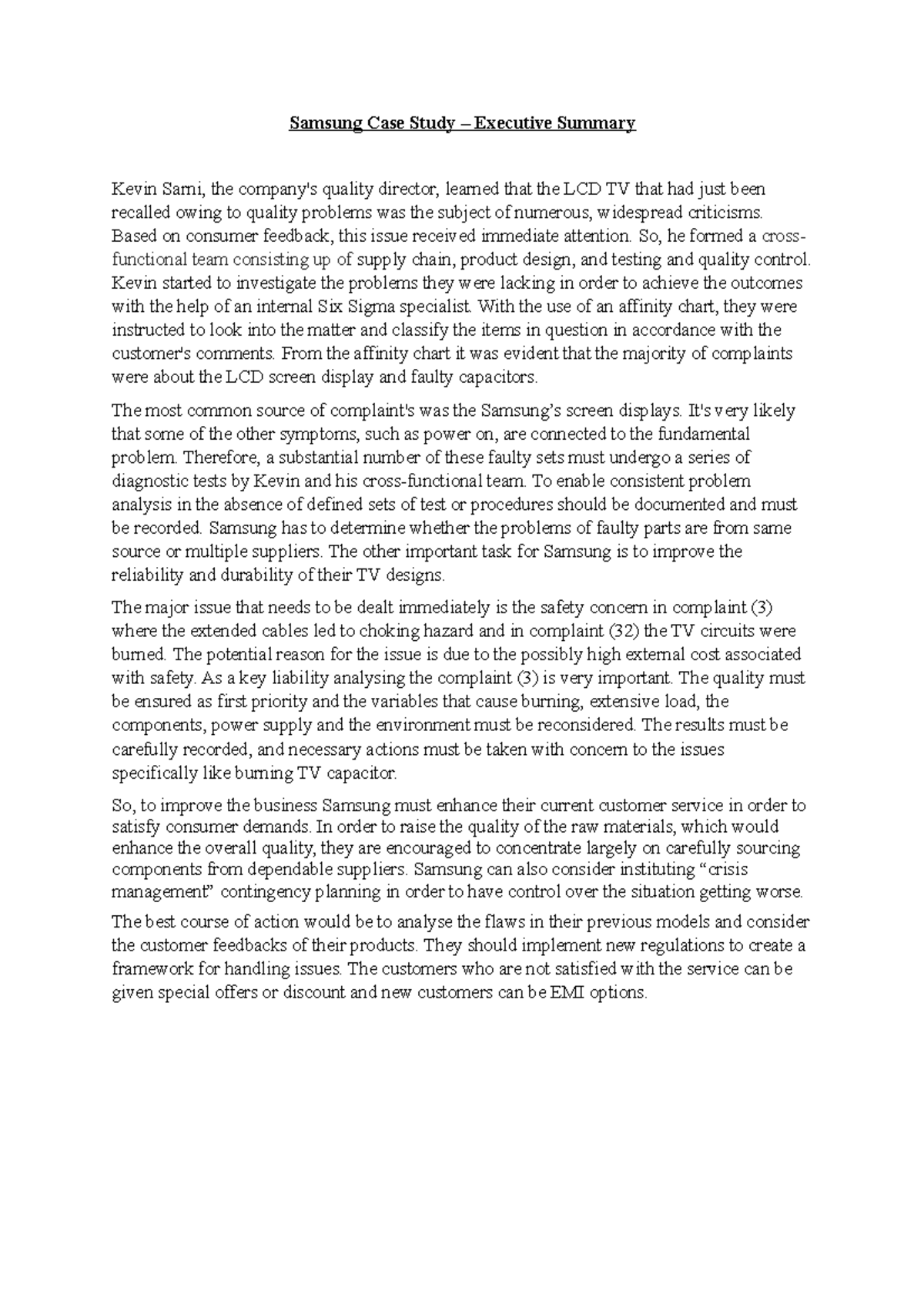 Samsung Case Study - Based on consumer feedback, this issue received ...