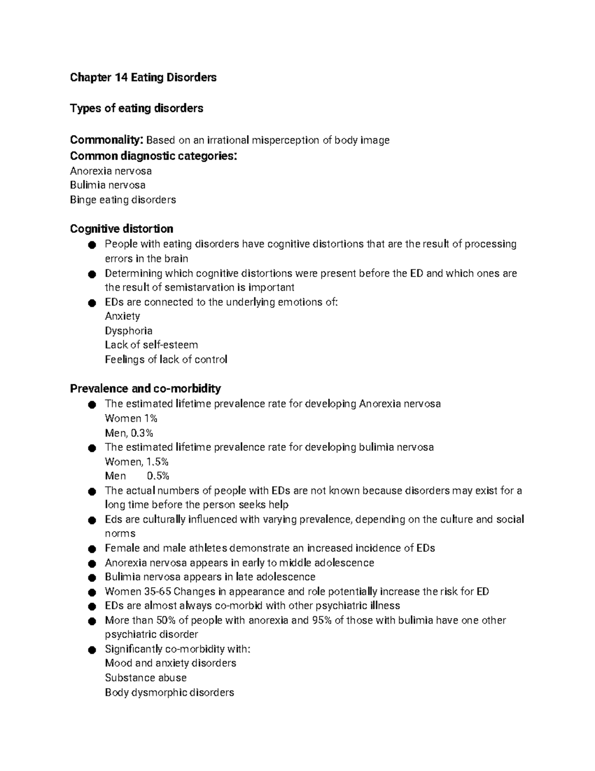 Chapter 14 Eating Disorders - Chapter 14 Eating Disorders Types Of ...