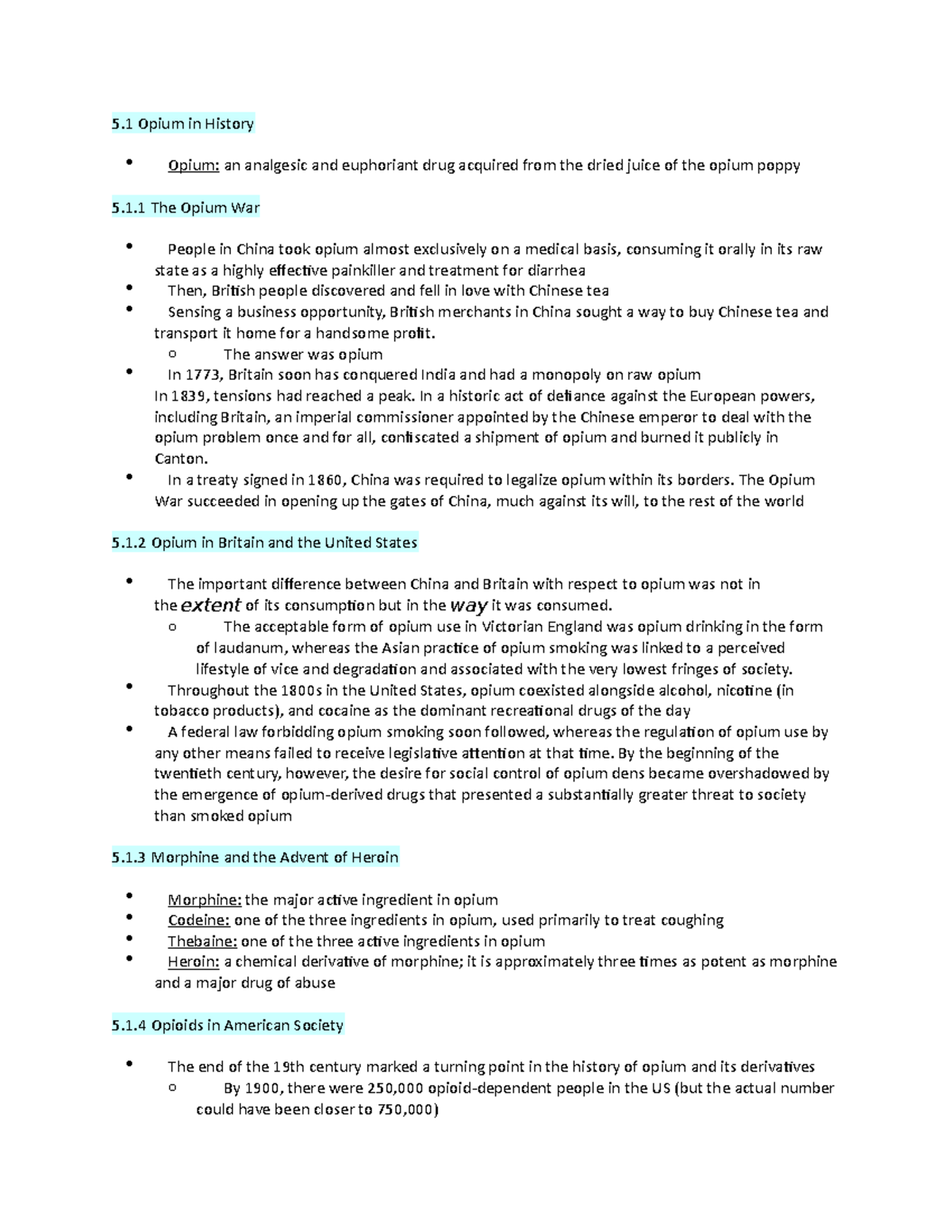 Chapter 5 Notes - Summary Drug Use and Abuse - 5 Opium in History Opium ...