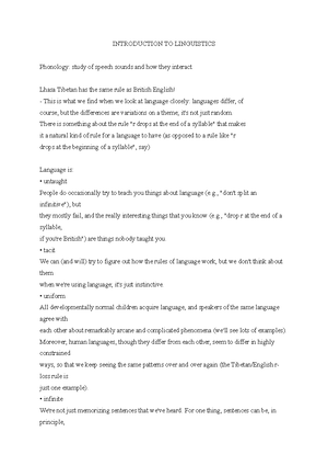 ITL, Morphology - Lecture notes 2 - Introduction to Linguistics ...