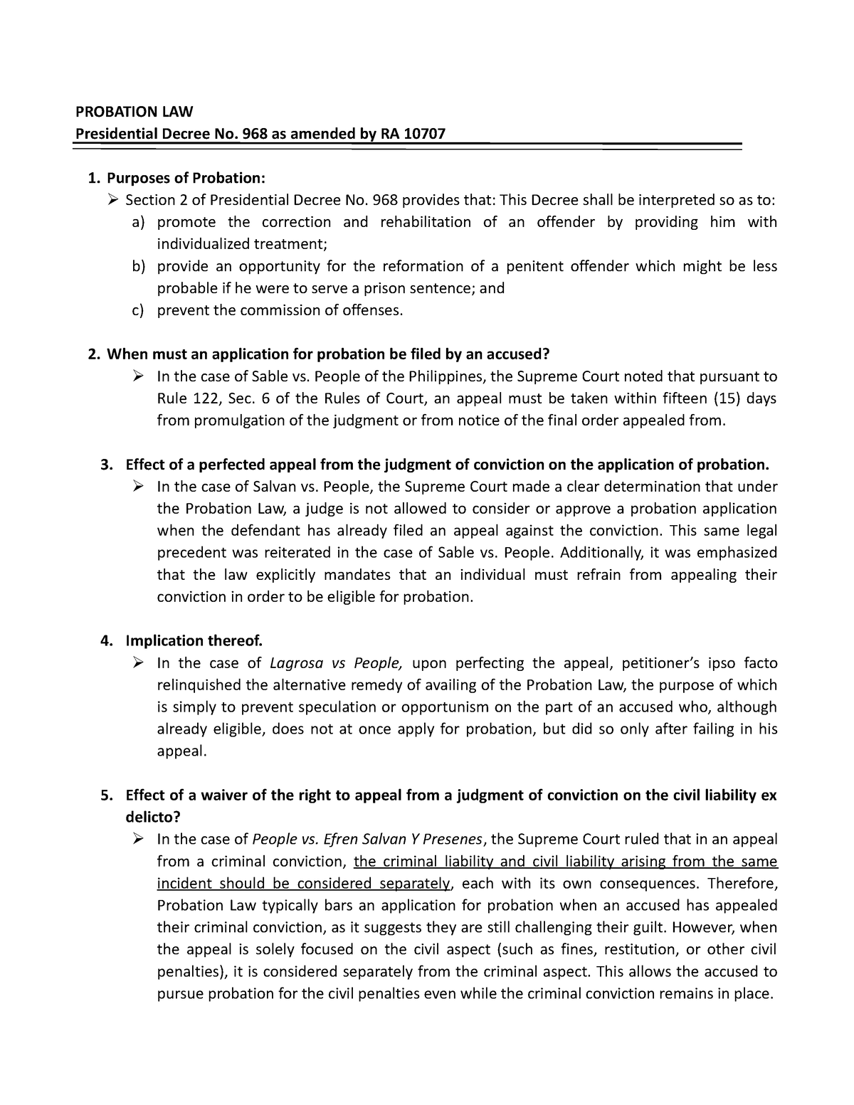 Probation Law And Islaw Special Penal Laws Reviewer - PROBATION LAW ...