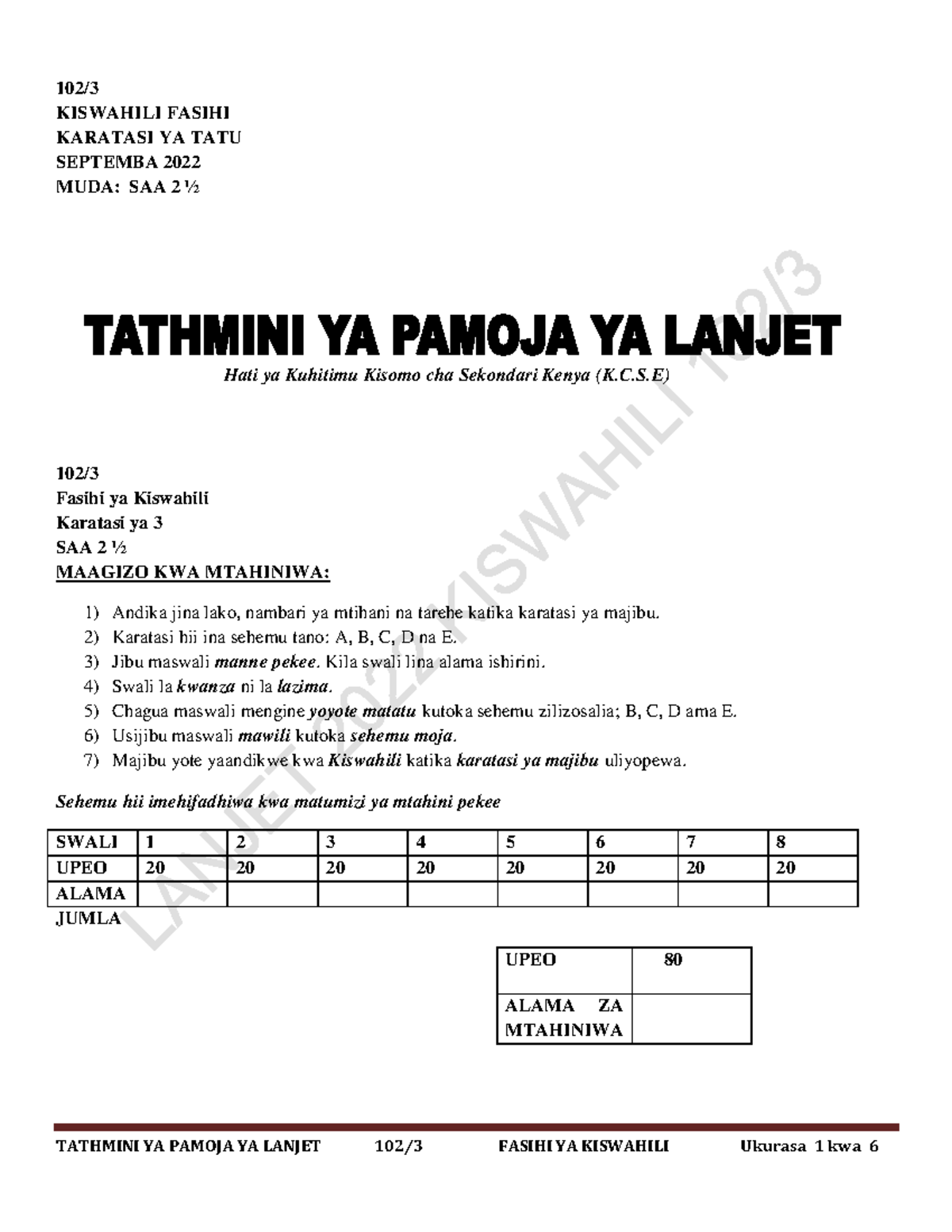 Kiswahili P3 Q - Edu - 102/ KISWAHILI FASIHI KARATASI YA TATU SEPTEMBA ...