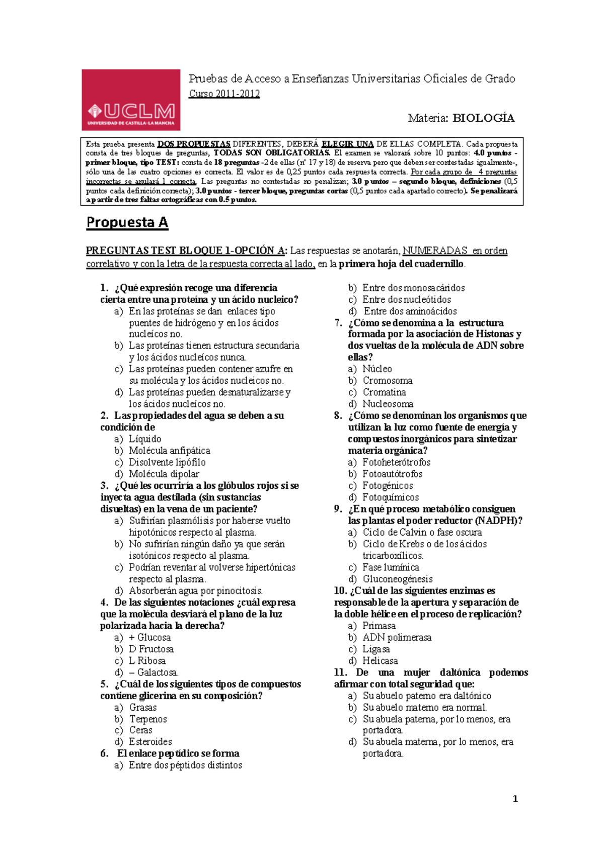 Biologia sep-1 - Examen evau biología - Pruebas de Acceso a Enseñanzas ...