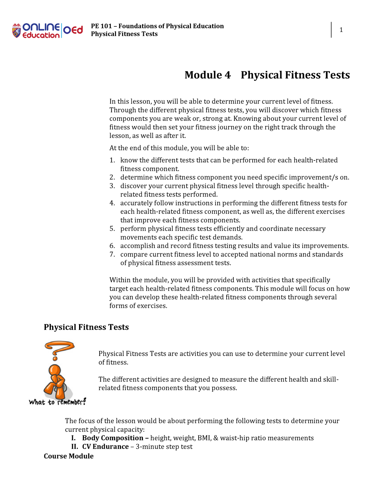 Physical Fitness Tests Physed101 Studocu