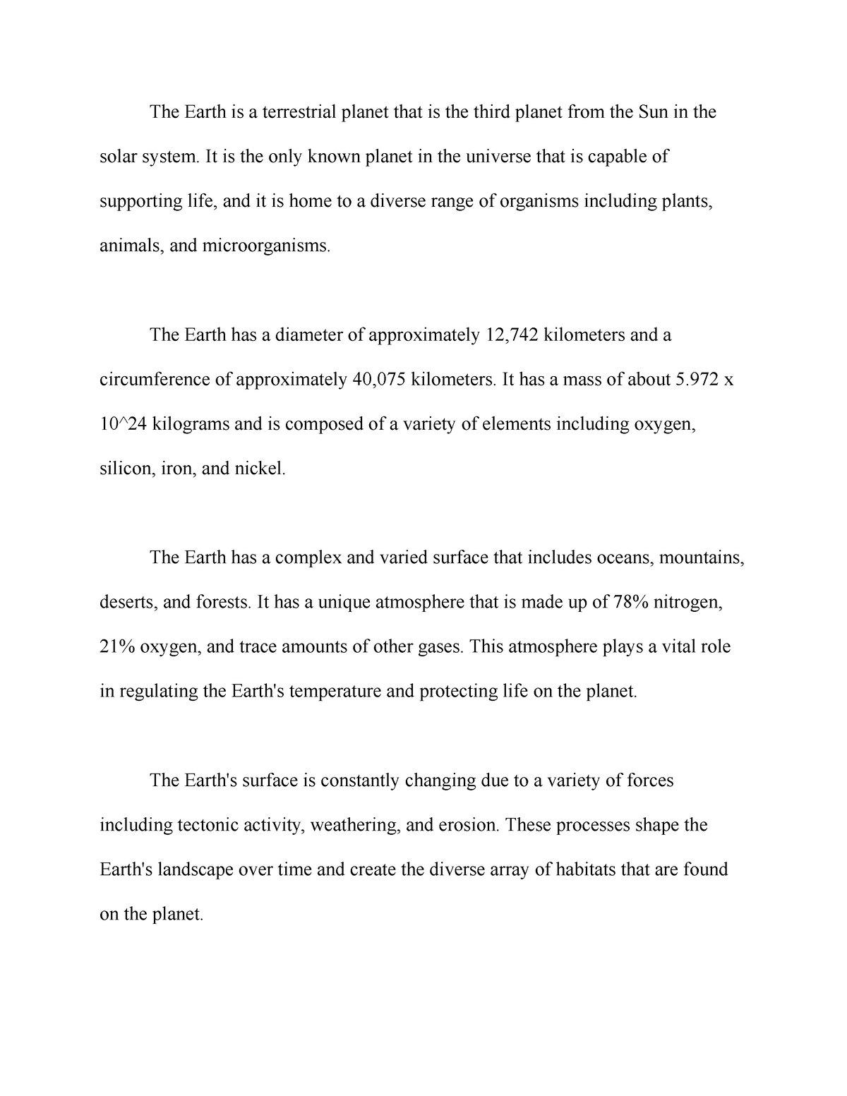 history of earth essay