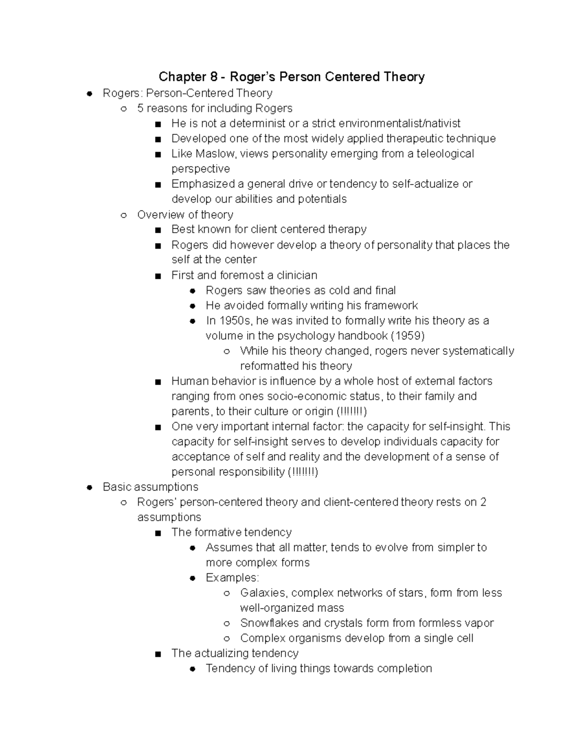 Chapter 8 Roger’s Person Centered Theory Lecture Notes - Chapter 8 ...