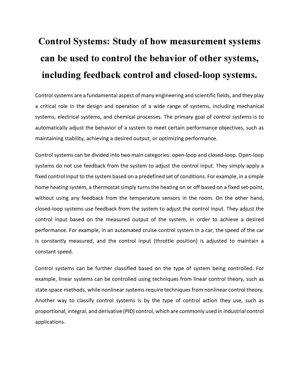 thesis for control system