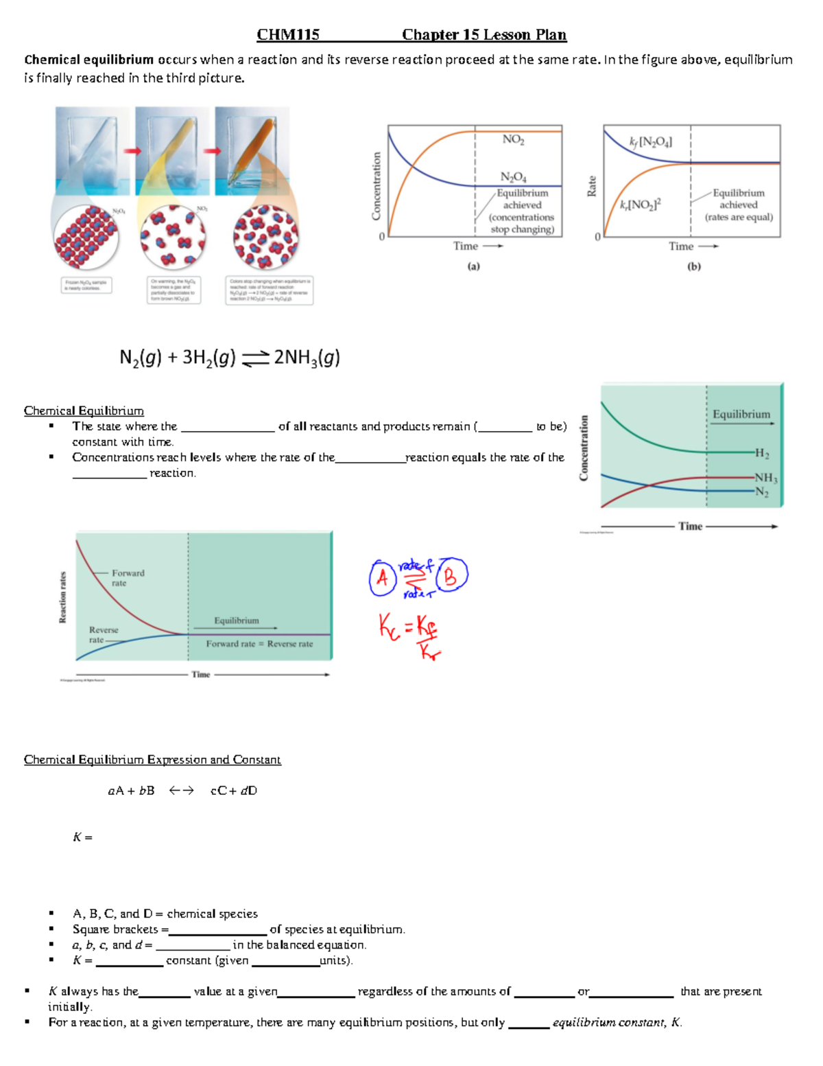 Chemical Equilibrium Lesson Plan