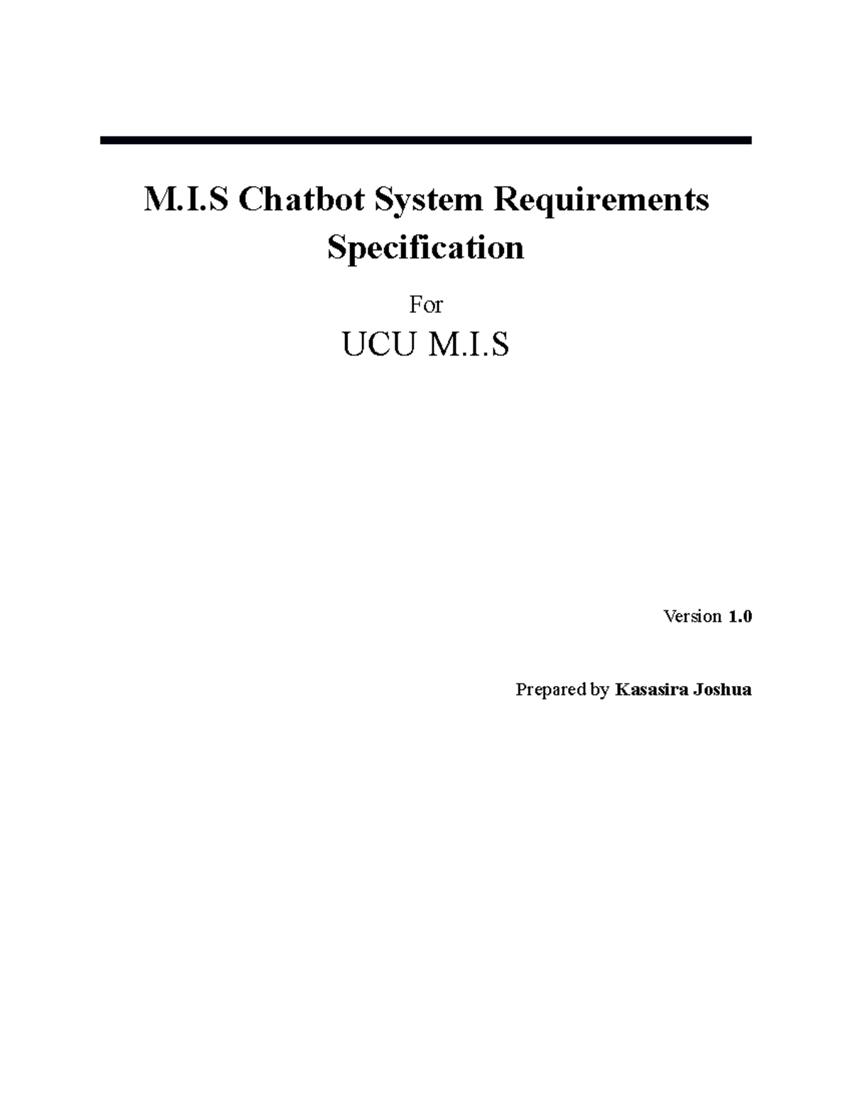 System Requirement Document M.I Chatbot System Requirements