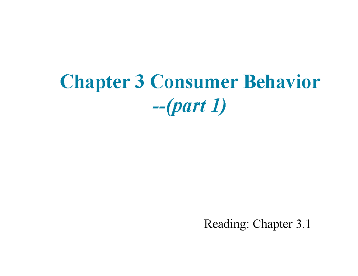 Ch3 part1 ECON2210 - lecture slides of chapter 3 - Chapter 3 Consumer ...