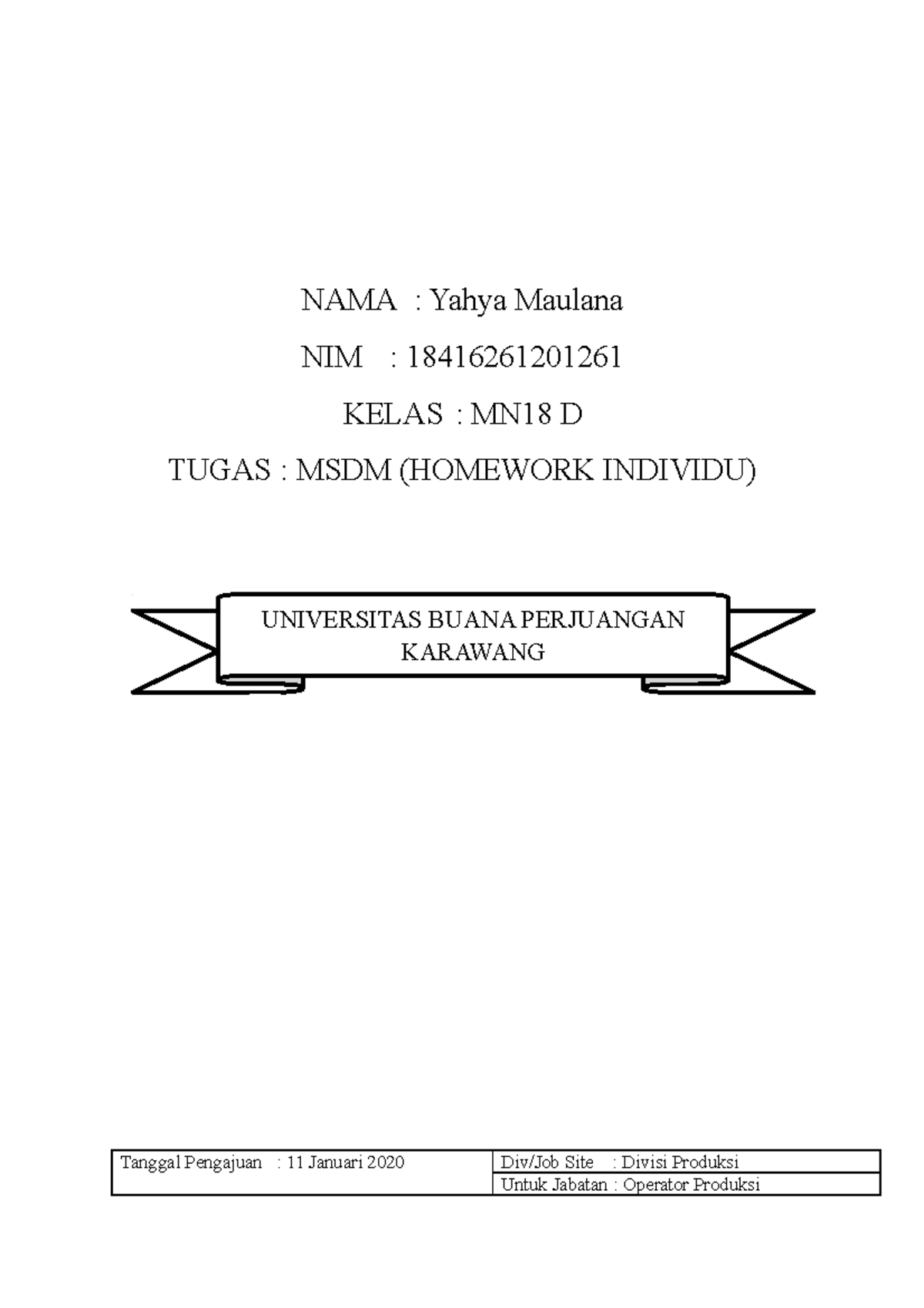 MSDM Yahya - Msdmoperas - NAMA : Yahya Maulana NIM : 18416261201261 ...