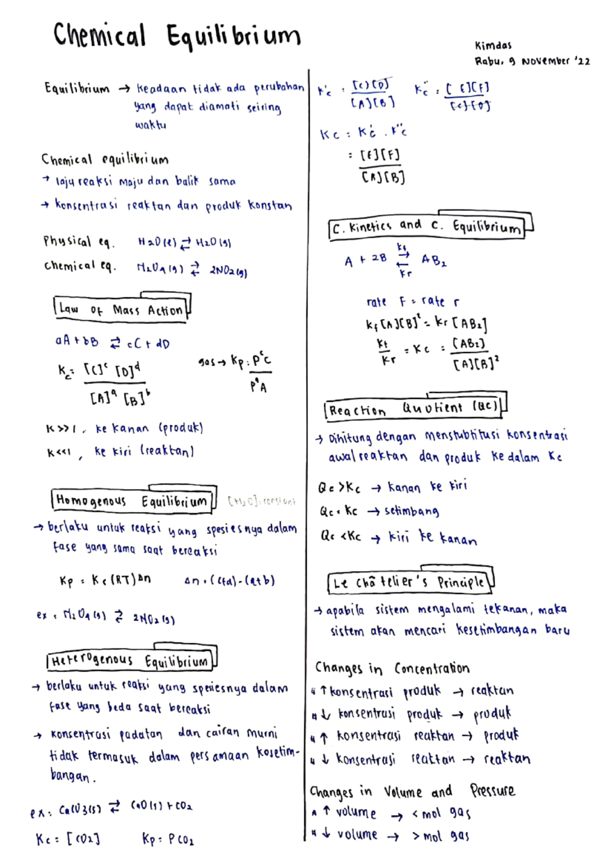 Chemical Equilibrium - Kimia Dasar - Studocu