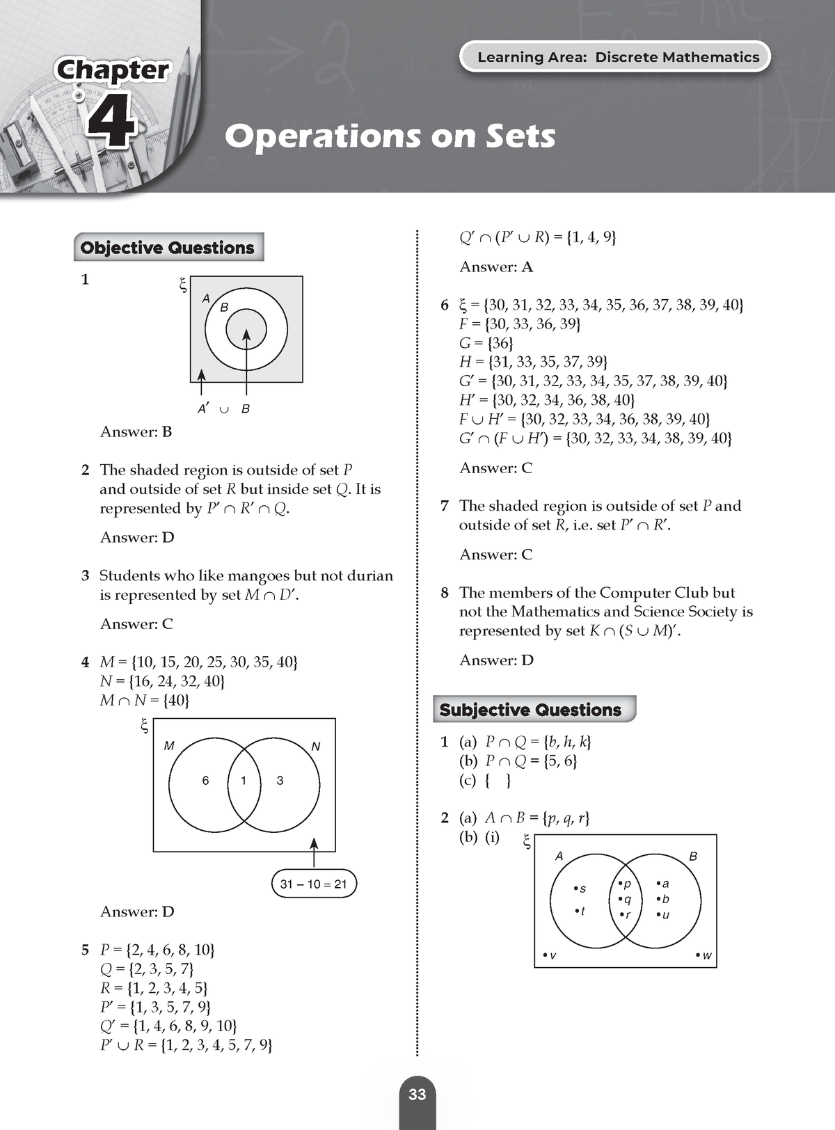 Analysis SPM Maths F4 C4 (Ans) - Form 4Form 4 CHAPTER 4 1 ξ A B A′ ∪ B ...