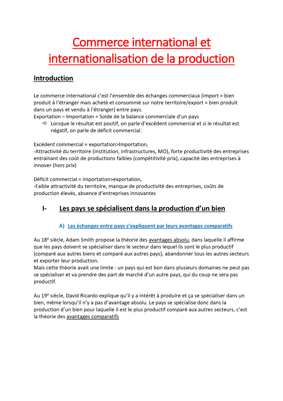 introduction dissertation ses commerce international