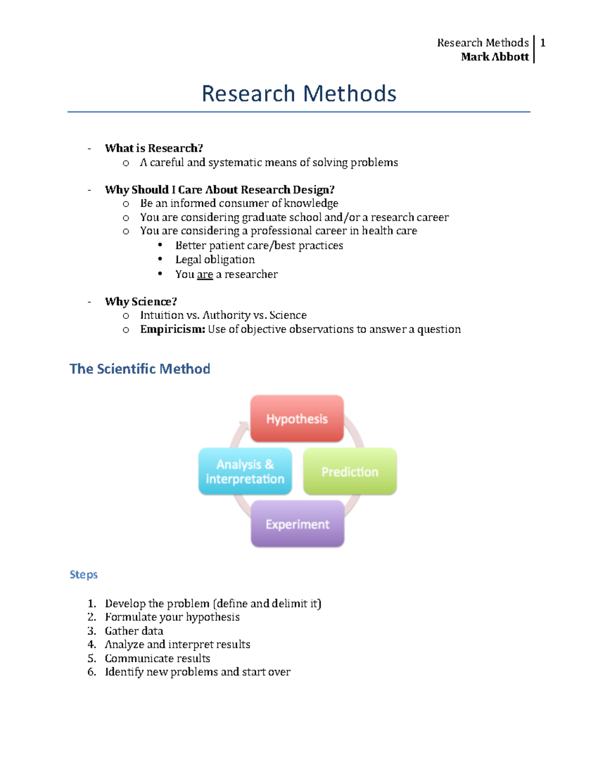 research methods study notes