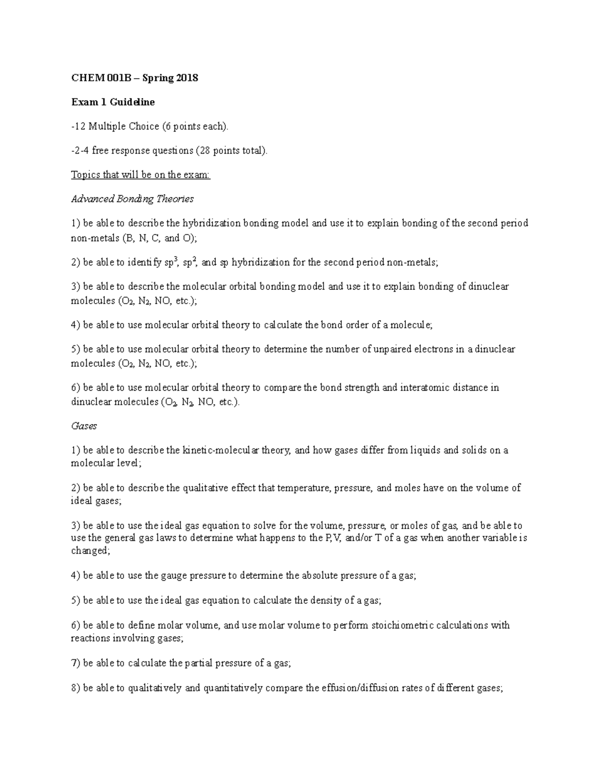 Exam 1 Guide - Jack Eichler (Spring 2018) - CHEM 001B Spring 2018 Exam ...