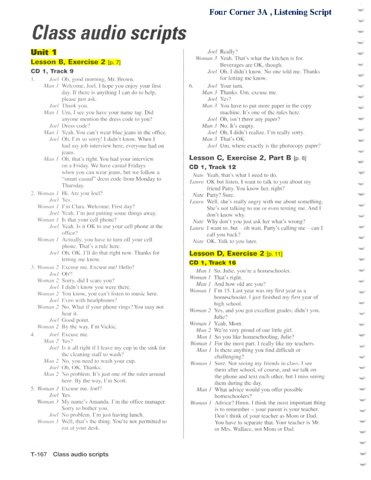 FC3A -Listening Script , AVCB 3 - Class audio scripts Unit 1 Le sson B ...